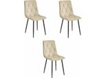 Sala Da Pranzo, Soggiorno, Ufficio Sedia Libra - Velluto Beige Chiaro / Gambe Nere 3 Pezzi