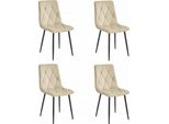 Sala Da Pranzo, Soggiorno, Ufficio Sedia Libra - Velluto Beige Chiaro / Gambe Nere 4 Pezzi
