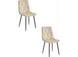 Sala Da Pranzo, Soggiorno, Ufficio Sedia Libra - Velluto Beige Chiaro / Gambe Nere 2 Pezzi