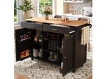 Fortuna Lai Isola Cucina Moderna (102×45×92 Cm), Mobile Da Cucina, Credenza, Carrello Portavivande Con Venature Del Legno, Credenza, Tavolo Da Pranzo Multifunzionale Con Spazio Di Archiviazione, Nero