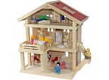 Villa Freda Casa Delle Bambole Villa Di Città + Famiglia Di Bambole + Coperture + Mobili Casa Delle Bambole 26 Pezzi + Culla Per Bambini Au