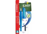 Stilografica Per La Scuola Con Pennino Standard M - Stabilo Easybuddy In Blu Scuro/Blu Chiaro - Colore Di Scrittura Blu (Cancellabile) - Penna Singola - Cartuccia Inclusa