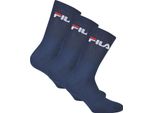 Fila Unisex Socken 3 Paar - Tennissocken, Crew Socks, Frottee, Sport, Logo 35-46 Marine 43-46 (9-11 Uk)