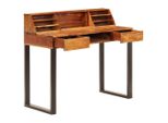 Scrivania 110 X 50 X 94 Cm In Legno Massiccio E Acciaio
