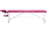 Vidaxl Lettino Da Massaggio Pieghevole A 2 Zone Con Struttura In Alluminio Rosa