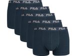 Boxer Fila Da Uomo, Confezione Da 5 - Cintura Con Logo, Urbano, Cotone Elasticizzato, Monocolore Blu L