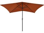 Vidaxl Ombrellone Con Led E Palo In Acciaio Rosso Terracotta 2X3 M