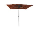Vidaxl Ombrellone Con Palo In Alluminio A 3 Strati Rosso Terracotta 2,5X2,5 M