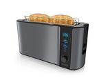 Tostapane Arendo 2 Fette, Tostapane A Fessura Lunga, Fessura Lunga, Acciaio Inox, 1000W, Display Con Indicatore Del Tempo Residuo, Attacco Per Panini, Funzione Di Scongelamento, Alloggiamento Termoisolante, Grigio