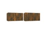 Vidaxl Mobili Tv A Parete 2 Pz. Rovere Fumé 60X30X30 Cm
