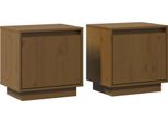 Comodini 2 Pz. Marrone Miele 40X30X40 Cm In Legno Di Pino Massiccio