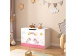 Scatola Per Giocattoli 'Oleiros' Con Coperchio A Cerniera Motivo Unicorno 40 X 60 X 30 Cm Bianco