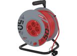 Emos Cavo Di Prolunga Rosso In Bobina 50M, 4 Prese, Con Interruttore, Pvc, 230V, 1,5Mm2 P194504