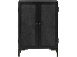 Vidaxl Credenza Nera 55X30X77 Cm In Legno Massiccio Di Mango E Ferro