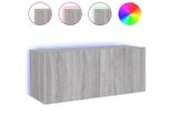 Vidaxl Mobile Tv A Parete Con Luci Led Grigio Sonoma 100X35X41 Cm