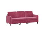 Vidaxl Divano A 3 Posti In Velluto Rosso Vino 180 Cm