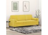 Vidaxl Divano A 3 Posti Con Cuscini Decorativi Giallo 180 Cm In Velluto
