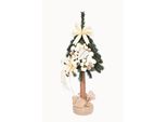 Pinus Company | Albero Di Natale Su Un Tronco D'albero - 80 Cm - Ecru - Fatto A Mano - Eleganza Naturale - Decorazione Natalizia