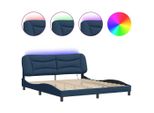 Vidaxl Struttura Letto Con Led Senza Materasso "Hvar"" Blu 180X200 Cm Tessuto"