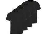 T-Shirt Hajo Da Uomo, 4 Pezzi - Basic, Manica Corta, Girocollo, Cotone, Tinta Unita Nero L