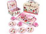 Set Di Caffè E Tè Tazze Bollitore Vassoio Rosa Caffè 12 Pezzi.