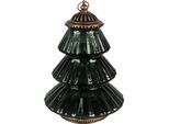 Clayre & Eef Decorazione Natalizia Con Illuminazione A Led Albero Di Natale Ø 16X22 Cm In Vetro Verde
