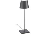 Lampada Da Tavolo Poldina Grigio Scuro 230V Con Spina Led Dimmerabile 11X38 Cm - Design Moderno In Alluminio