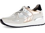 Gabor Comfort 66365-10 Sneaker, Donna, Pelle, Argento/Bianco/Polvere, Plantare Estraibile - Scarpe Da Donna, Scarpe Comode Stringate, Grigio, Pelle (Lamina/Velour/Nappa)