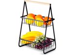 Cesto Di Frutta In Metallo Nero A 2 Livelli