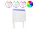Syfax™ Testiera A Led Bianco 103X16X118/128 Cm In Pelle Finta