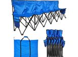 Vevor Panchina Portatile Per Squadra Panca Da Campeggio (4 Persone) Con Tasche Laterali E Borsa Per Il Trasporto, Panca Pieghevole Con Schienale, Panca Laterale Per Calcio Baseball All'aperto Blu
