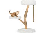 Costway 90Cm Tiragraffi, Albero Per Gatti Con 3 Sedute In Peluche, Corda E Tiragraffi, Torre Per Gatti Mobili Per Gatti Tiragraffi Albero Per Gatti Legno Massiccio