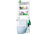Scaffale Bagno 3 Ripiani Sopra Wc Autoportante Bianco Senza Fori