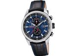 Festina Orologio Da Uomo Timeless Chronograph Orologio Da Polso In Pelle Nera Blu D2UF20695/5