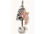 Pinus Company | Albero Di Natale Su Base Di Legno - 65 Cm - Rosa - Decorazione Fatta A Mano - Elegante Atmosfera Natalizia