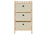 Vidaxl Cassettiera In Vimini Con 3 Cesti In Tessuto Legno Di Cedro Beige