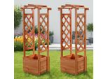 Arco Di Rose Mucola Con Fioriera Traliccio Colonna Di Rose Traliccio Di Legno Pergola Aiuto Per Arrampicarsi Colonna Di Rose - Marrone2 Pezzi Set