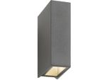 Lcd Up & Down Applique Led 2Gang Grafite 2X7,5W Bianco Caldo IP65 21X7X12Cm 5023