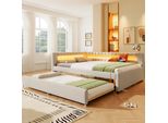 Merax Daybed Daybed 140X200 Cm, Con Letto Estraibile 90X190 Cm, Led, Usb E Type-C, Divano Letto, Divano Letto, Beige