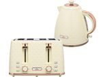 Bollitore Con Tostapane 1,7L Bollitore 4 Fette Di Pane Tostato Set Per La Colazione Con 7 Livelli Di Doratura, Spegnimento Automatico, Funzione Scongelamento E Riscaldamento E Vassoio Raccoglibriciole, Beige