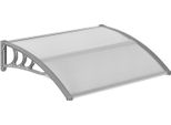 Tettoia Per Porta D'ingresso 100 X 75 Cm In Alluminio E Policarbonato Tettoia Con Protezione Uv Tettoia Per Porta D'ingresso Per Balcone, Protezione Solare, Protezione Dalla Pioggia, Argento