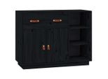 Syfax™ Credenza Nera 98,5X40X75 Cm In Legno Massello Di Pino