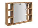 Syfax™ Mobile A Specchio Led Rovere Artigianale 76X15X55Cm Multistrato