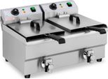 Friggitrice Elettrica Doppia Royal Catering - 2 X 10 Litri - 6000 W - Rubinetto Di Scarico -