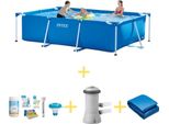 Intex Frame Pool - 300 X 200 X 75 Cm - Include Pacchetto Di Manutenzione Ways, Pompa Filtro E Telo Di Fondo