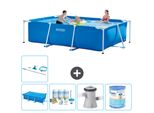 Piscina Intex Con Struttura Rettangolare - 300 X 200 X 75 Cm - Blu - Include Tenda Da Sole - Pacchetto Manutenzione - Pompa Filtro Per Piscina - Filtro - Kit Pulizia