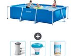 Piscina Intex Con Struttura Rettangolare - 300 X 200 X 75 Cm - Blu - In Dotazione Pompa Filtro Per Piscina - Galleggiante Per Il Cloro - Cloro