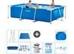 Piscina Intex Con Struttura Rettangolare - 300 X 200 X 75 Cm - Blu - Include Copertura - Kit Di Manutenzione - Pompa Filtro Per Piscina - Filtro - Kit Di Pulizia - Scaletta