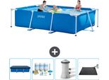Piscina Intex Con Struttura Rettangolare - 300 X 200 X 75 Cm - Blu - Include Copertura - Pacchetto Di Manutenzione - Pompa Filtro Per Piscina - Tappeto Solare