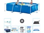 Piscina Intex Con Struttura Rettangolare - 300 X 200 X 75 Cm - Blu - Include Tenda Da Sole - Pacchetto Manutenzione - Pompa Filtro Per Piscina - Filtro - Telo Di Fondo - Kit Pulizia